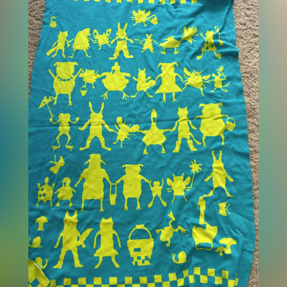 HTF NWT MACKENZIE CHILDS RETIRED FROG 🐸 ANIMAL PARADE GREEN 💙💚 BLUE BABY BLANKET